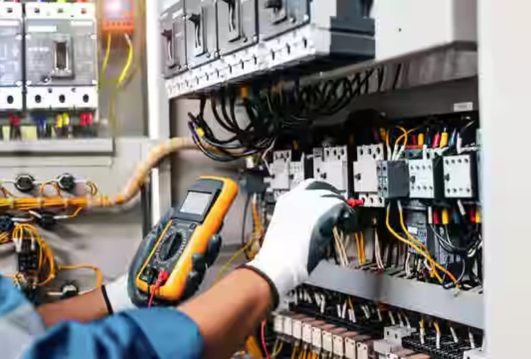 Industrial oil-cooled voltage stabilizer installation